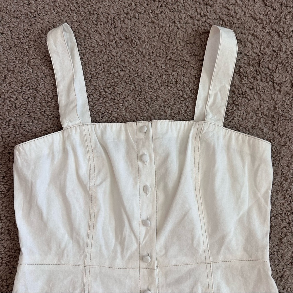 Theory Womens 4 Kayleigh Linen Blend White Button Front Mini Dress - Picture 7 of 16